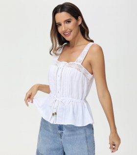 Frye Lace Trim Square Neck Tank - Lace Trim Square Neck Tank Frye Lace Trim Square Neck Tank - Lace Trim Square Neck Tank