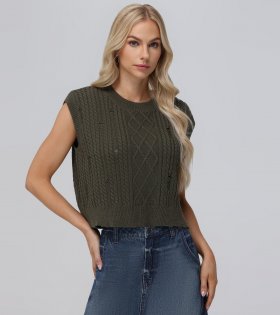 Frye Distressed Cable Sweater Vest - Distressed Cable Sweater Vest Frye Distressed Cable Sweater Vest - Distressed Cable Sweater Vest