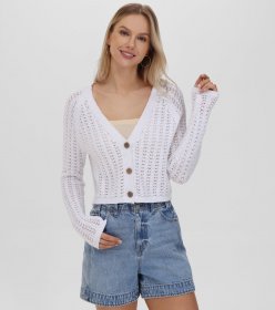 Frye Cropped Crochet V-Neck Cardigan - Cropped Crochet V-Neck Cardigan Frye Cropped Crochet V-Neck Cardigan - Cropped Crochet V-Neck Cardigan